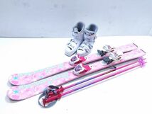 キッズジュニア 女の子向け ブーツ付き4点セット PURE CONSCIOUS 110cm/ブーツROSSIGNOL FUN GIRL 20.5cm カービングスキー[12-103ES]@140_画像2