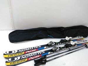 4点セット SALOMON SN6000 160cm /調整ビン SALOMON 609 カービングスキー ケース ストック付き [12-140E] @140