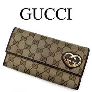 GUCCI グッチ 長財布 ラブリーハート GGキャンバス レザー ベージュ系