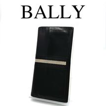 BALLY バリー 長財布 ライン ワンポイントロゴ レザー ブラック_画像1