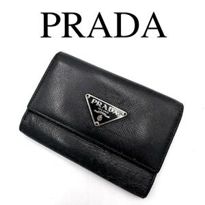 PRADA プラダ 6連キーケース ロゴプレート ロゴ金具 サフィアーノレザー