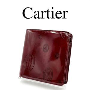 Cartier カルティエ 折り財布 ハッピーバースデー 総柄 エナメル