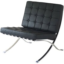 バルセロナチェア ミースファンデルローエ 総本革イタリアンレザー仕様 ブラック 黒　BARCELONA Chair 北欧家具 デザイナーズ リプロダクト_画像1