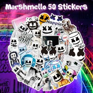 マシュメロ ステッカー 50枚セット Marshmello PVC 防水 シール 覆面 DJ プロデューサー ダンス エレクトロ トラックメーカー アーティスト