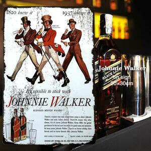 ジョニーウォーカー Johnnie Walker ブリキ看板 20cm×30cm お酒 スコッチ ウィスキー ウイスキー アメリカン雑貨 サインボード