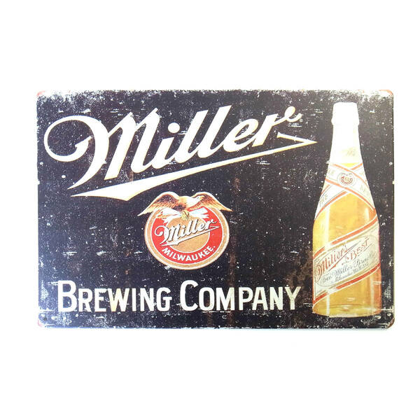 Miller ミラー ビール ブリキ看板 20cm×30cm BEER アメリカ 店舗用品
