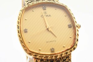シーマ クォーツ スクエア ゴールド 石付き メンズ 腕時計 CYMA