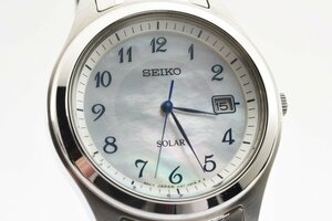 稼働品 セイコー ラウンド デイト ソーラ シェル盤 メンズ 腕時計 SEIKO