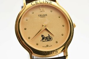 セリーヌ スクエア ゴールド クォーツ メンズ 腕時計 CELINE