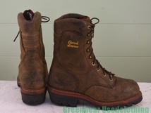 Y353◆USA製【チペワ Chippewa】ビンテージ ワークブーツ 良い味 ワイズ細め スチールトゥ 茶 ブラウン メンズ 10.5E 28.5cm_画像2