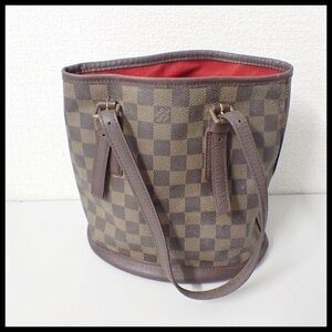 ●ジャンク●LOUIS VUITTON ルイヴィトン ダミエ マレ バケット ショルダーバッグ N42240 ※ポーチ無・バック表面ヤケ有