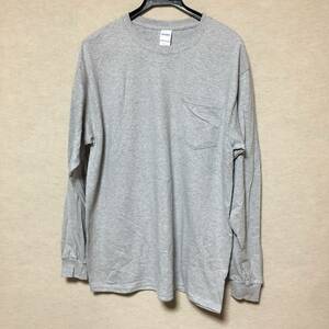 Новый неиспользованный GILDAN Long Sleeve Long T с карманом Grey S