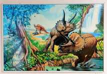 ☆希少品!Marina Romagnoli イラスト「CRETACEOUS ERA 恐竜 トリケラトプス アーケロン オラノサウルス」約600x900mmサイズ ポスター_画像1