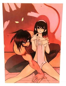 送料300円～☆希少!永井豪デビルマンと有名作家のコラボ!講談社製「DEVILMAN ILLUSTRATIONS おおしまひろゆき」複製原画 B4サイズ イラスト