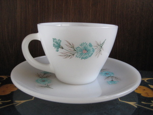 * beautiful goods Fire King cup & saucer bo knee blue 