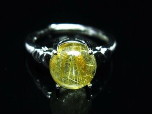 誠安◆天然石高級品ゴールドタイチンルチル指輪(13号)[T137-2735]