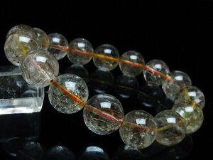 誠安◆天然石最高級品金針ルチル水晶ブレスレット 14mm [T50-8471]
