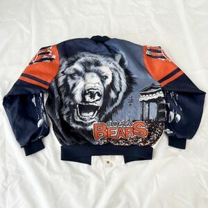 90s NFL シカゴ ベアーズ Chalk Line USA製 ナイロン スタジャン 総柄 L （ ビンテージ 90年代 CHICAGO BEARS アメフト 00s MLB NBA 80s