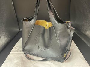 〓 【 STELLA McCARTNEY ステラマッカートニー 2WAY ハンドバッグ ステラ ロゴ クロスボディ ブラック レザー】HO9224