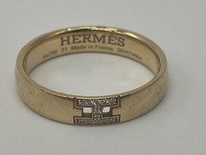 ∞大人気【エルメス HERMES リング エヴァー ヘラクレス ダイヤモンド Au750 ピンクゴールド サイズ51(11号) 約3.3g 指輪 箱付き】HM374