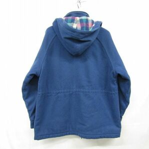 ★USA製★ サイズ XL Woolrich ウール フード ジャケット 裏地 チェック 2WAY ブルー ウールリッチ アウトドア 古着 ビンテージ 3D0907の画像2