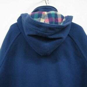 ★USA製★ サイズ XL Woolrich ウール フード ジャケット 裏地 チェック 2WAY ブルー ウールリッチ アウトドア 古着 ビンテージ 3D0907の画像9