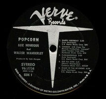 USオリジナルLP！STEREO盤 DGラベル Luiz Henrique, Walter Wanderley / Popcorn 68年【Verve / V6-8734】Sivuca 参加 ボサノヴァ ブラジル_画像2