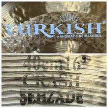 △8557　中古品　楽器　シンバル　TURKISH CYMBALS HANDMADE IN ISTANBUL　40cm/16”　ターキッシュ_画像7