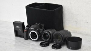 Σ9357 現状品 Nikon D3200 DX AF-S NIKKOR 18-55mm 1:3.5-5.6G VR 55-200mm 1:4.-5.6G ニコン Wレンズキット