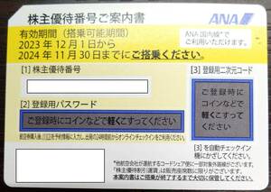 #1366 【現品送付対応のみ】ANA株主優待券1枚 有効期限：2024年11月30日まで