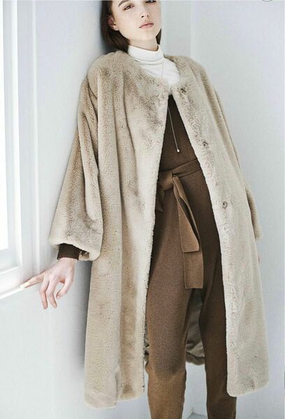 【新品同様】CLANE MIX FUR COCOON COAT クラネ ミックスファーコート