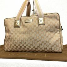 1円スタート！ 超美品 GUCCI グッチ GG キャンバス シェリーライン ボストン バッグ ハンドバッグ 旅行カバン 大容量 肩掛け 保存袋付き _画像2