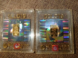 東京ユニオンサーキュレーション 1gインゴット×2 田中 貴金属 GOLD 金インゴット TUC パチンコ特殊景品　K24 24金　純金