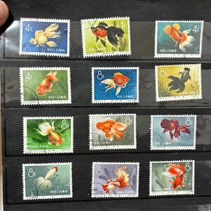 3[ antique ] China stamp goldfish series 12 kind .. seal equipped 