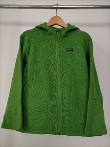 状態良好 11年 patagonia KIDS パタゴニア ベーターセーターフーディ キッズ Boys-M 140-150程度 黄緑 ★アウトドア古着