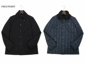 FRED PERRY フレッドペリー F2402 秋冬 リバーシブル★ 中綿 キルティング ドンキー ジャケット コート Sz.M　メンズ 黒　I3T02453_C#N