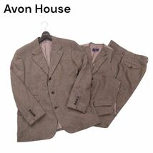 Avon House エーボンハウス 秋冬 千鳥柄 ウール ツイード★ スリーピース セットアップ スーツ Sz.94A-6　メンズ　I3T02253_B#N_画像1