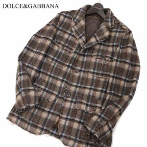 D＆G ドルチェ&ガッバーナ 秋冬 中綿 裏地キルト★ チェック柄 ウール サファリ ジャケット Sz.46　メンズ　I3T02174_B#N