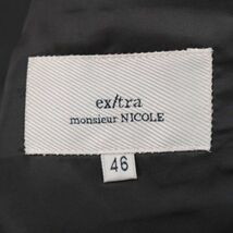 ex/tra MONSIEUR NICOLE ムッシュ ニコル 英国 MOON生地★ ウール ツイード チェック テーラード ジャケット Sz.46　メンズ　I3T02167_B#N_画像6