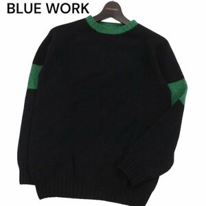 BLUE WORK × Harley OF SCOTLAND ハーレーオブスコットランド 秋冬★ ウール ニット セーター Sz.34　メンズ　I3T02263_B#K