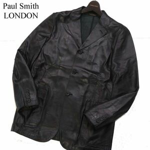 Paul Smith LONDON ポールスミス ロンドン 秋冬 羊革★ ラム レザー 3B テーラード ジャケット Sz.M　メンズ 黒　I3T02438_C#N