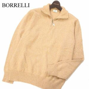 美品 イタリア製★ LUIGI BORRELLI ルイジ ボレッリ 高級 カシミヤ100%★ 秋冬 ハーフジップ ニット セーター Sz.48　メンズ　I3T02446_C#K