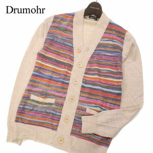 イタリア製★ Drumohr ドルモア 秋冬 ウール100%♪ マルチ ボーダー ニット カーディガン Sz.38　レディース　I3T02442_C#K