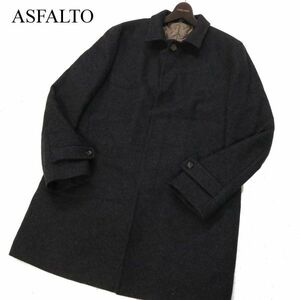 美品 イタリア製★ ASFALTO アスファルト 秋冬 中綿★ ウール ステンカラー コート Sz.54　メンズ グレー 大きいサイズ　I3T02445_C#N