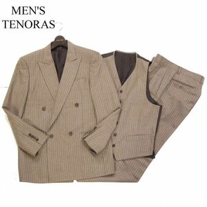 MEN'S TENORAS メンズティノラス 秋冬 スリーピース★ ウール ストライプ ダブル セットアップ スーツ Sz.L　メンズ　I3T02426_C#N