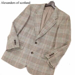 M.G.STINSON 秋冬 Alexanders of scotland生地★ チェック柄 ウール ツイード テーラード ジャケット Sz.M　メンズ　I3T02525_C#N