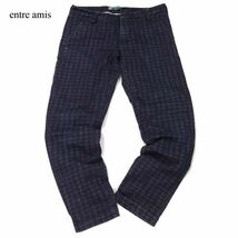 イタリア製★ entre amis アントレアミ 通年 千鳥格子柄★ ストレッチ デニム パンツ スラックス Sz.32　メンズ　I3B00855_C#R_画像1