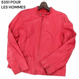 希少 初期★ 5351 POUR LES HOMMES 5351プールオム 牛革★ カウ レザー シングル ライダース ジャケット Sz.2　メンズ　I3T02482_C#N