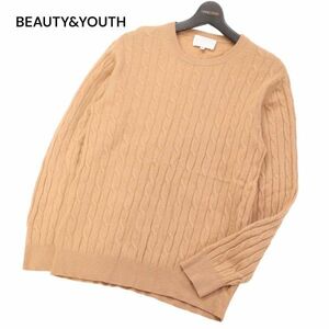 BEAUTY&YOUTH ユナイテッドアローズ 秋冬 CASHMERE カシミヤ100%★ ケーブル ニット セーター Sz.L　メンズ　I3T02556_C#K