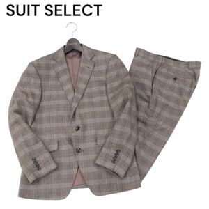 SUIT SELECT スーツセレクト 秋冬 GUABELLO生地★ フランネル ウール チェック柄 セットアップ スーツ Sz.A4　メンズ　I3T02563_C#N